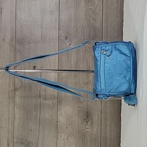 Kipling Small Metallic Blue Nylon Crossbody Shoulder Bag
